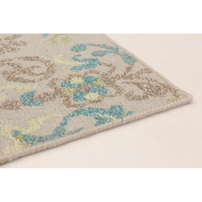 Tapis de laine cyan/kaki sumak handwoven à tissage plat Weyant, Rectangle 7 pi 9 po x 9 pi 9 po