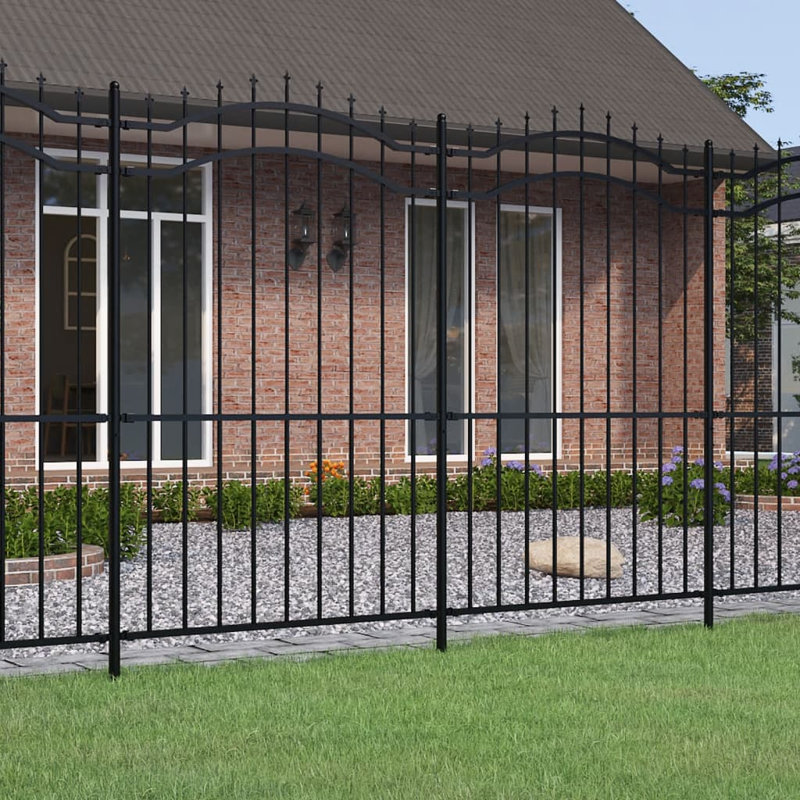 Meyerwood Black Metal Fence Panels Included, 87.4cm H x 94.09cm W