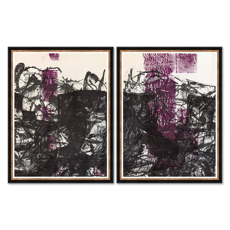 Convergence I & II - Ensemble de 2 peintures simples encadrées
