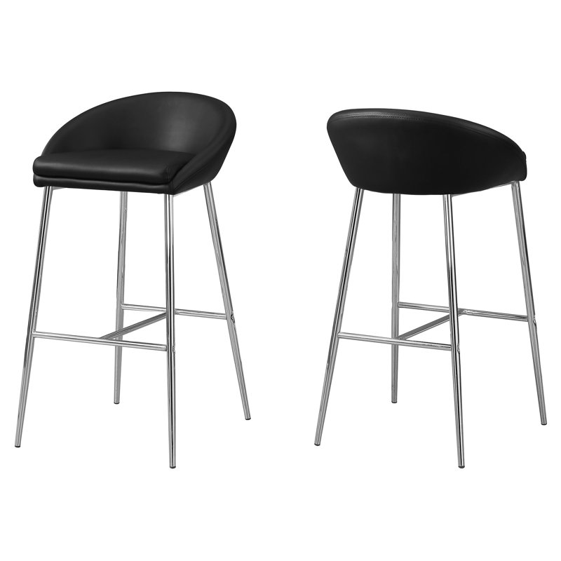 Clouchete Bar Stool, Counter Height, Kitchen, Chrome, Contemporary, Black, Bar Stool( 30" Seat Height)
