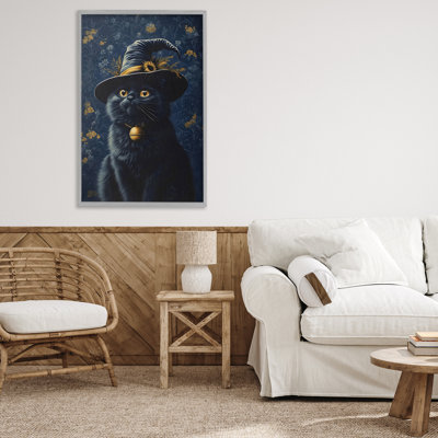 Mystical Blue Witch Cat Framed Giclee, design by Arlington Prints