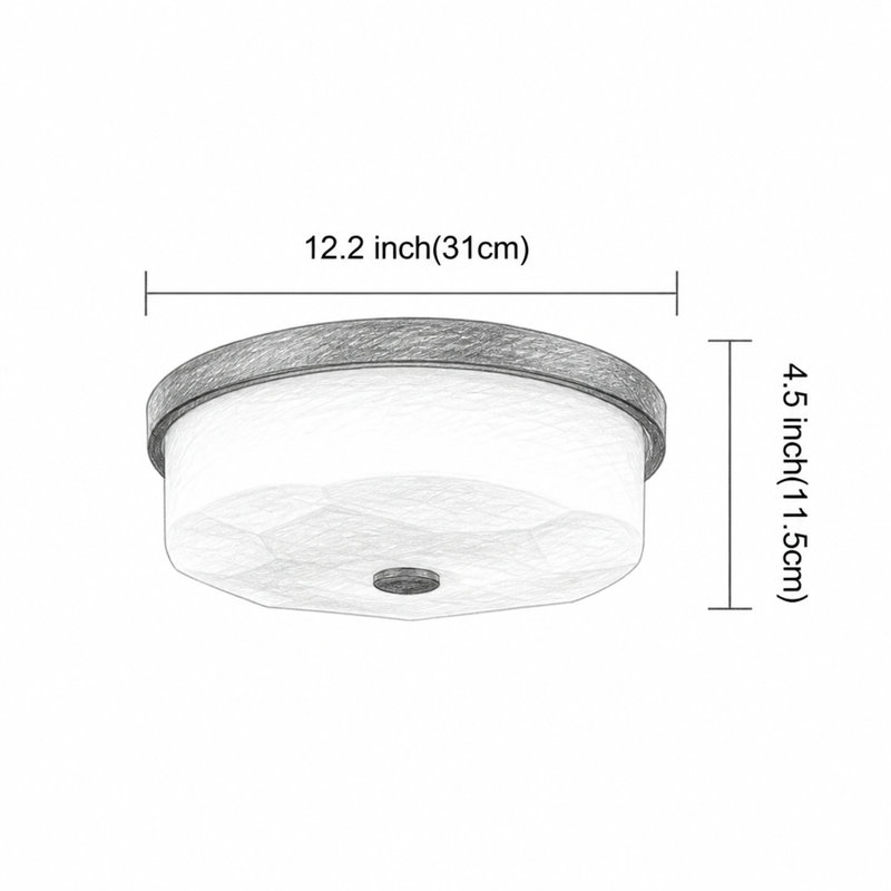 Plafonnier encastré Wavy White Shade 12,2 pouces à intensité variable avec télécommande