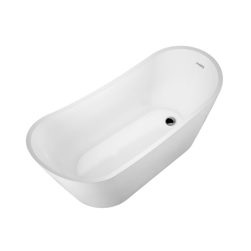 65.25'' x 28.25'' Soaking Acrylic Bathtub, Polished Chrome
