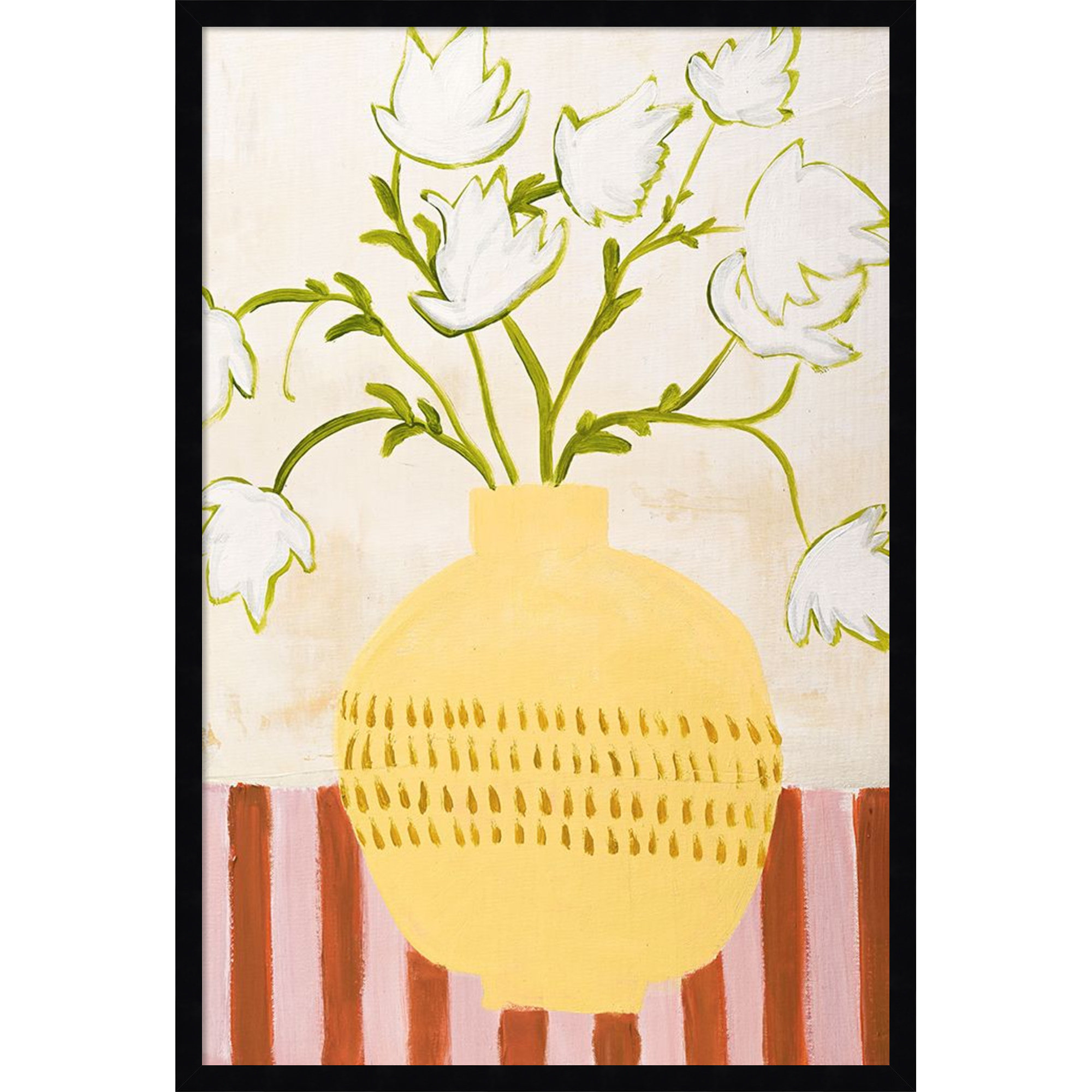 Yellow Vase by Design Fabrikken Wood Framed Wall Art Print, Black, 33" H x 23" W