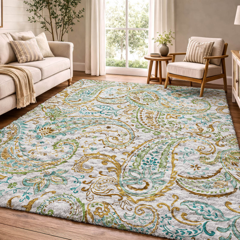 Tapis cachemire de qualité supérieure lavable à la machine ADS533, Ivoire ivoire, 5 pi x 7 pi 6 po