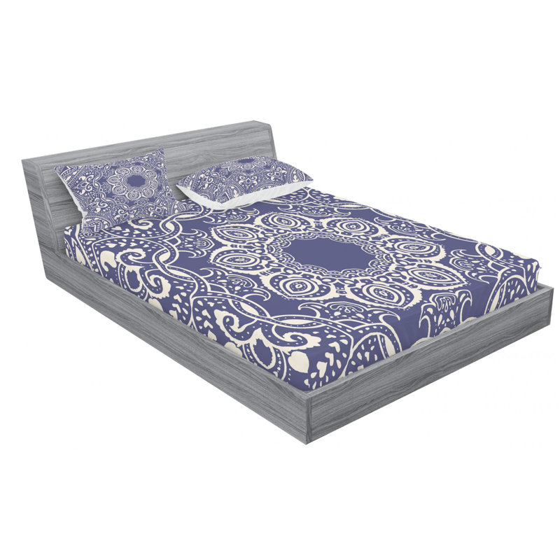 Microfiber Floral Sheet Set, Queen Sheet Set with Fitted Sheet