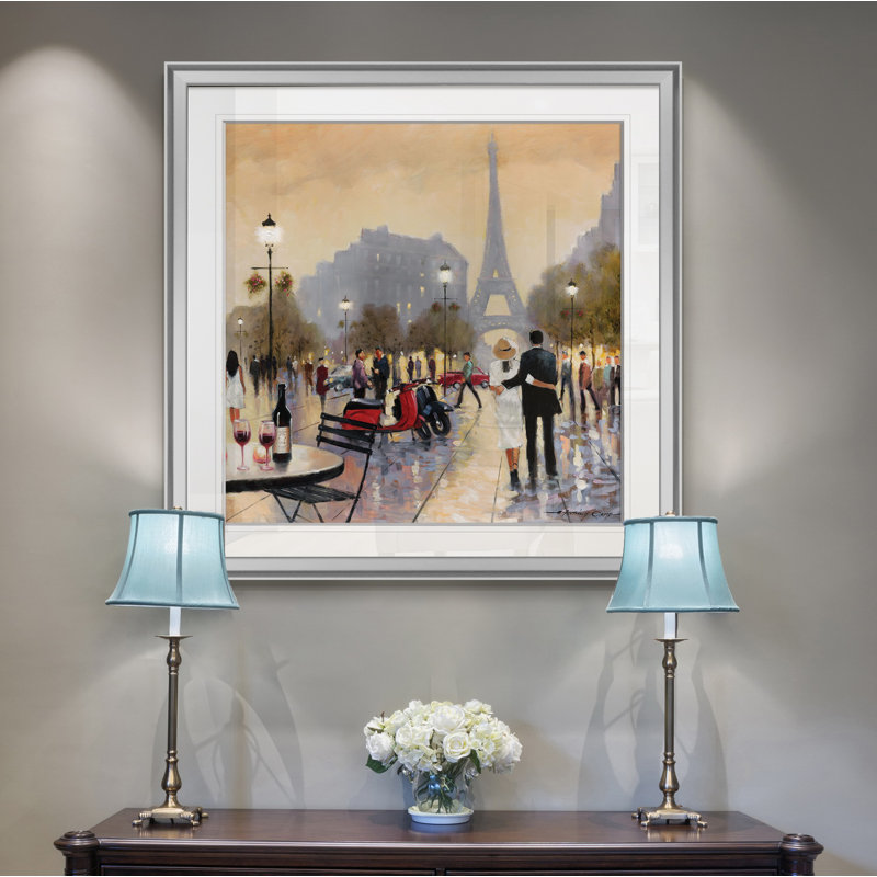 " Paris Twilight ", 24" H x 24" W x 1.5" D, Silver Framed