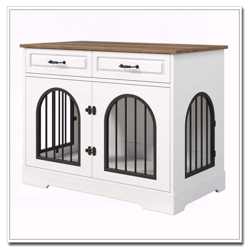Caisse de ferme pour chien, 70,8 po brun + blanc