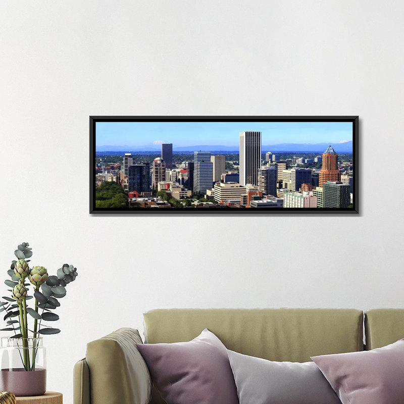 « portland, oregon », reproduction de photo sur toile, H 12 po x l 36 po x P 1,5 po, Toile avec cadre noir