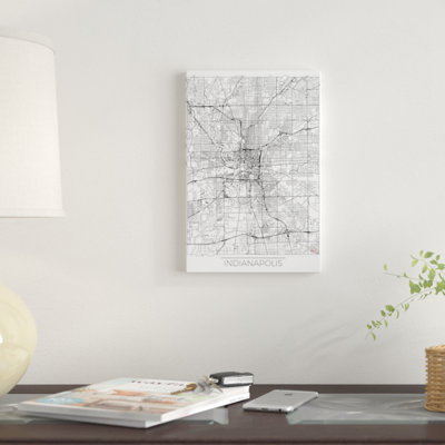 « indianapolis minimal urban blueprint map », impression sur toile