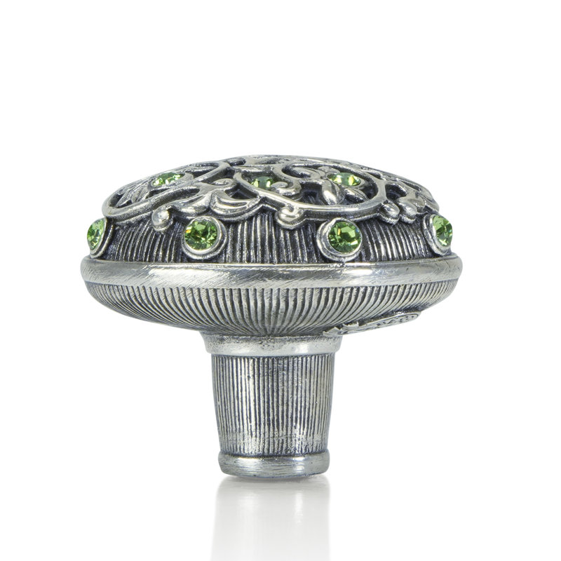 KNOB; LT. COLORADO TOPAZ CRYSTAL, Sliver