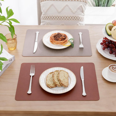 Faux Cowhide Leather Placemats Set