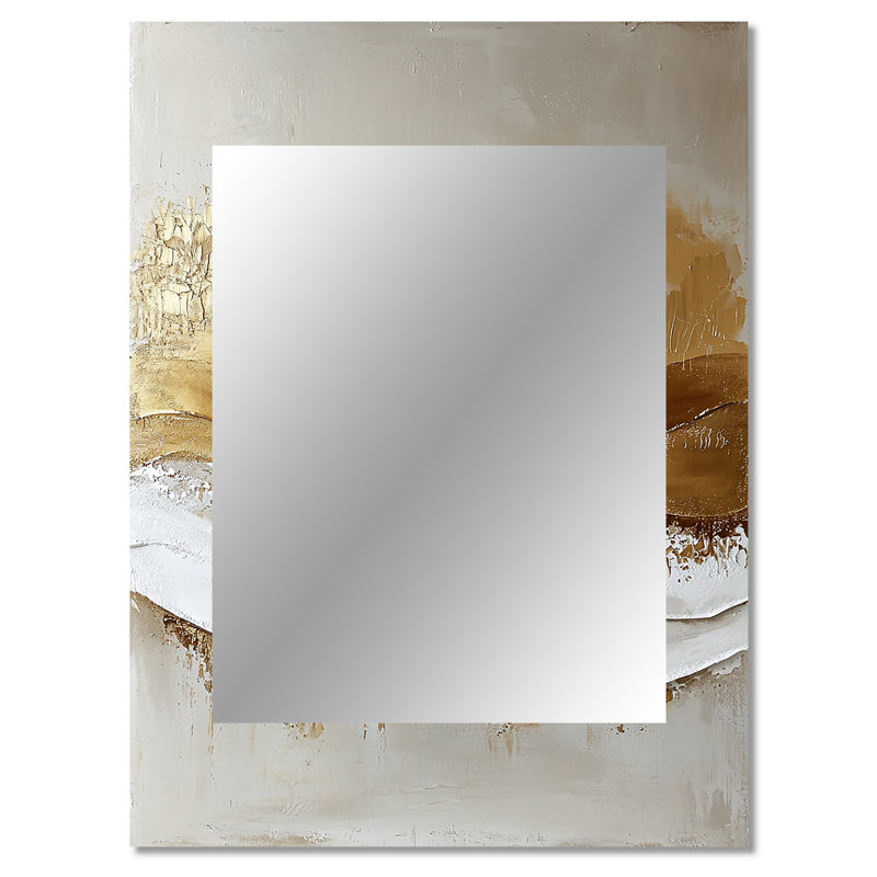 Gold Sahara Desert Abstract Landscape I - Landscapes Mirror, Modern Decorative Wall Mirror, Printed Metal Art, 40" x 30"