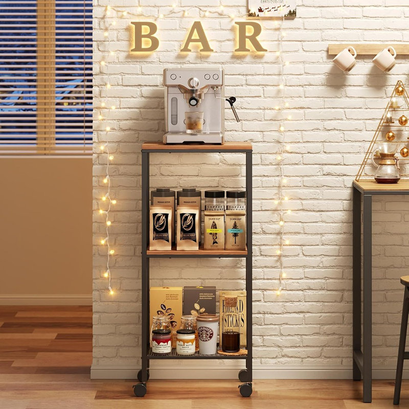 3 Tier Coffee Bar Station,Rolling Kitchen Microwave Cart, Microw...