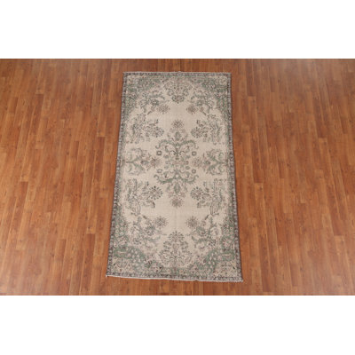 Distressed Wool Anatolian Turkish Rug 4x7