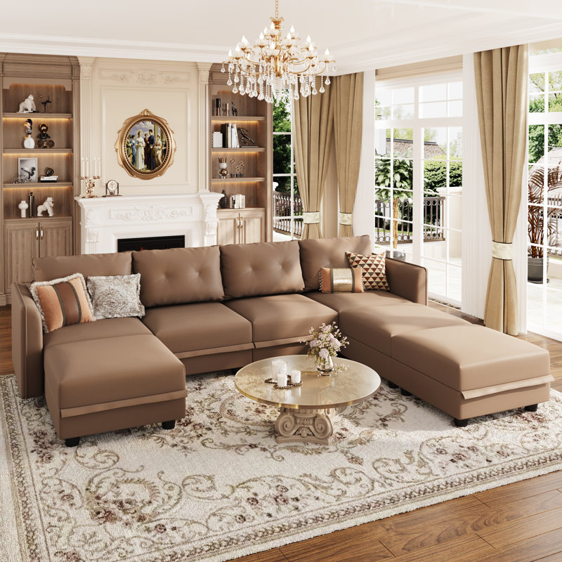 Tymarian Faux Leather Sectional, Blue Faux Leather