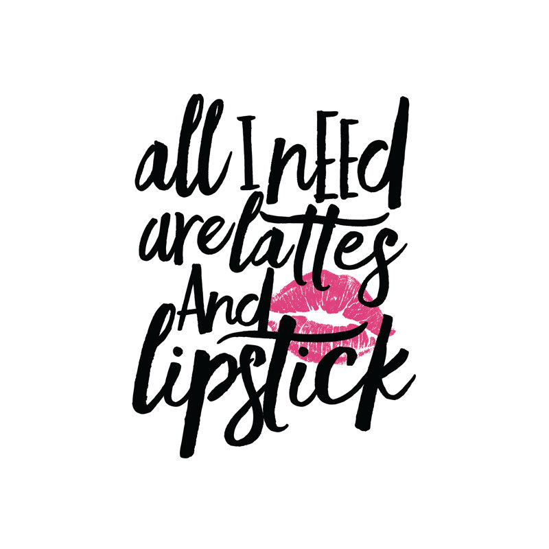 Lattes And Lipstick Pink Lips - Wrapped Canvas Print, 30cm H x 30cm W x 3.8cm D
