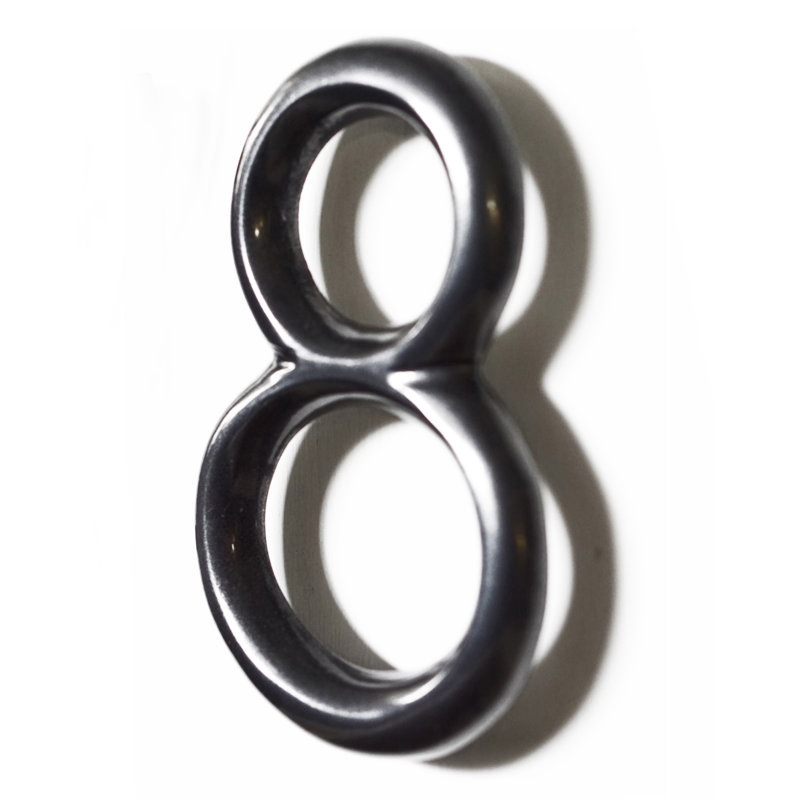 5 in. H Reflective Weather Resistant Self-Adhesive Surface Mount Floating Mount House Number, Gun Metal, 8