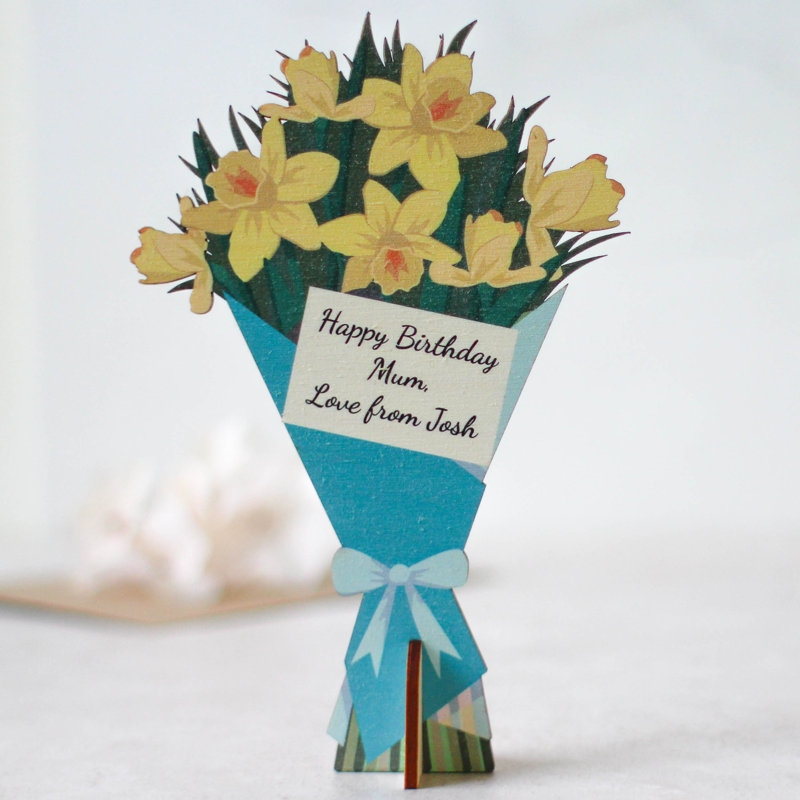 Personalised Birth Flower Card, March, Daffodil, Yes