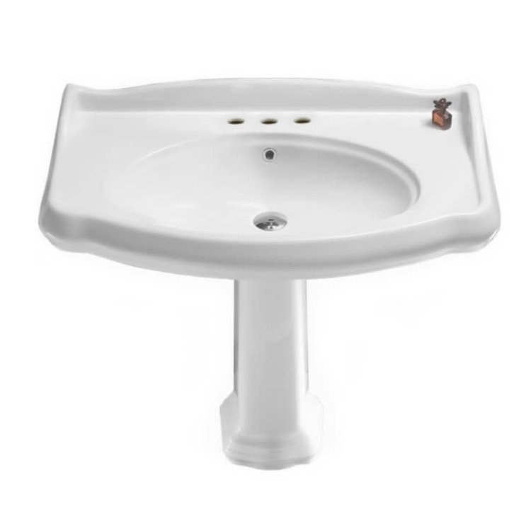 CeraStyle By Nameeks 1837 21.1'' White Ceramic Rectangular Bathroom Sink with Overflow, 8" Widespread