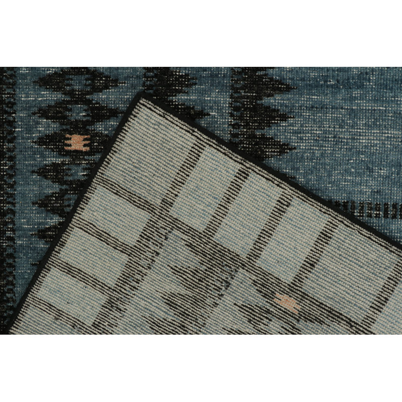 Distressed Homage Hand Knotted Wool Geometric Area Rug, Rectangle 9' x 12'