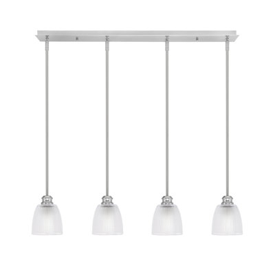 Edge 4 Light Linear Pendalier, 5" Clear Ribbed Glass