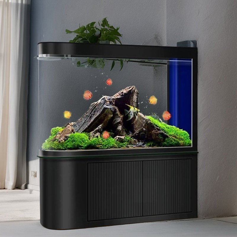 Aquarium noir semi-circulaire écologique noir, H 59 po x l 15,7 po x P 59 po