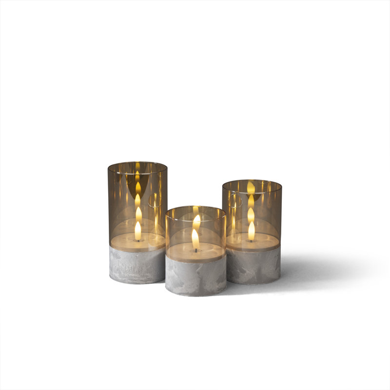 Unscented Flameless Pillar Candle, Grey
