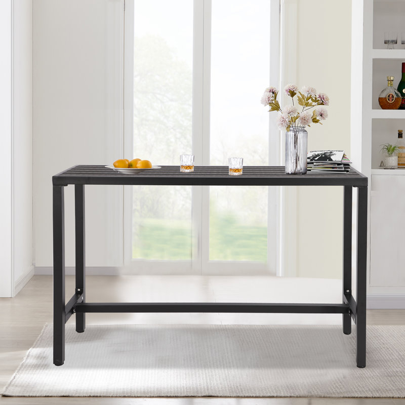 Levicy Rectangular Metal Outdoor Bar Table,  Rectangular Standing Height Table, Rectangular  Outdoor Buffet & Console Table for Kitchen, Deck, Backyard, Poolside