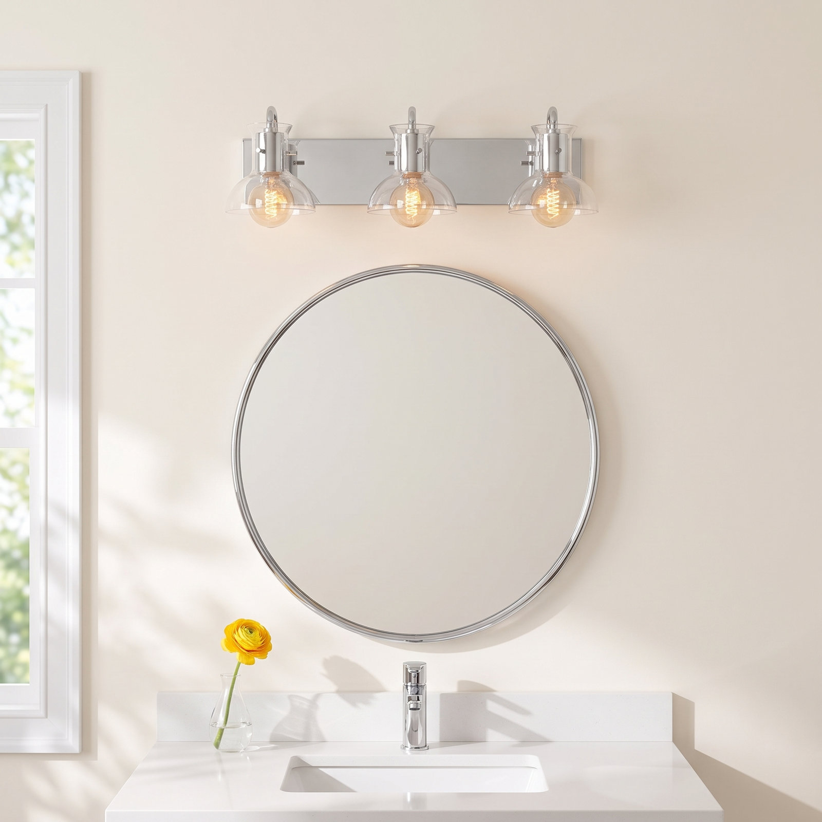 Luke 3 Light Vanity Light, Polished Nickel