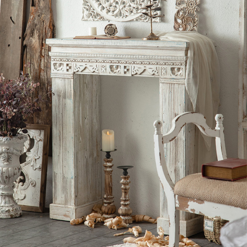 French solid wood retro art distressed fireplace decorative cabinet