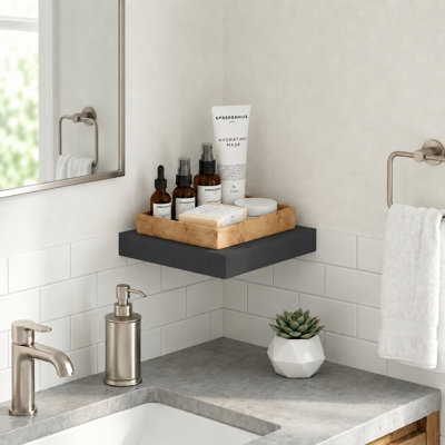  Tablettes flottantes pour le mur TANNA, tablette murale de salle de bain 9 x 9, organisateurs de salle de bain muraux et rangement avec supports invisibles, 2 tablettes épaisses pour salle de bain, salon, Americano