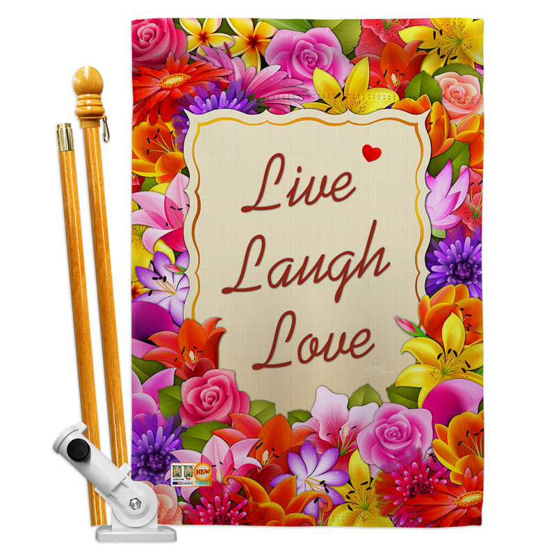 2 côtés en polyester 40 x 28 po welcome live, rire, love ensemble de drapeau