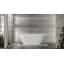 Luxueuse baignoire autoportante en acrylique profonde de 59 pouces avec support lombaire incliné, finition blanc brillant, bonde chromée