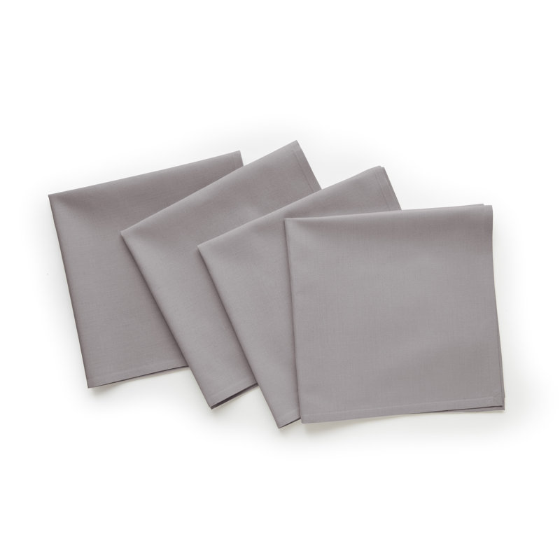 Dru Cotton Linen Dinner Napkins, Light Gray