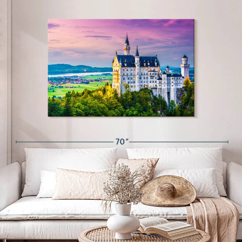 Paysage de château Lilie Neuschwanstein, H 32 po x l 48 po
