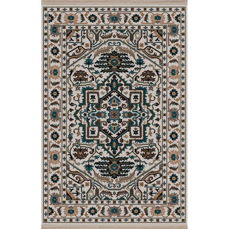 Tapis décoratif lavable à la machine beige, Sous-tapis rectangulaire de 3 pi 3 po x 4 pi 11 po