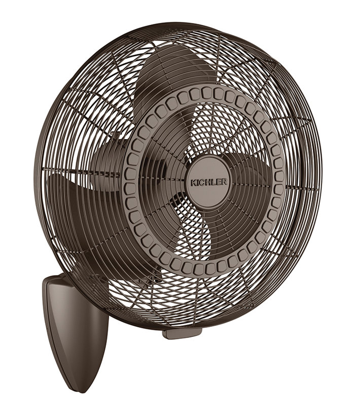 Ventilateur mural oscillant Pola, Bronze satiné naturel, H 13,75 po x l 18 po x P 18 po