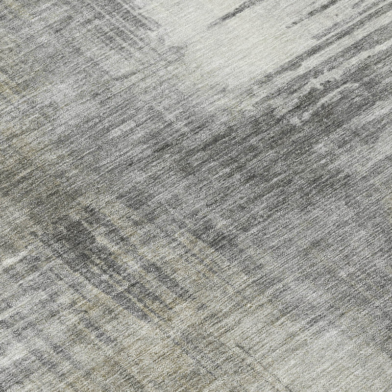 Tapis abstrait intérieur / extérieur lavable à la machine Chantille ACN2718, Étain, 8 pi x 10 pi