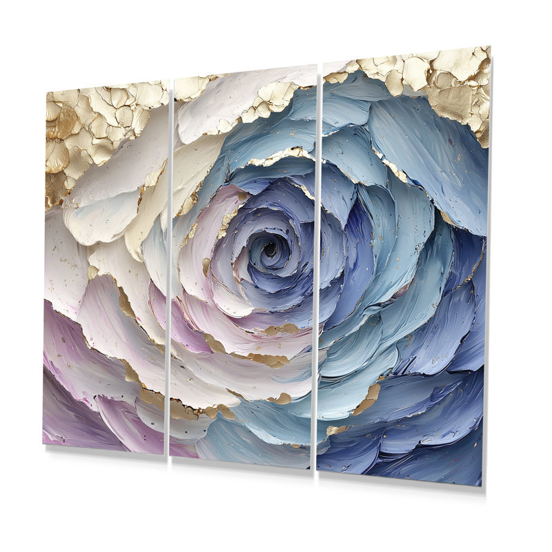 Vortex cosmique mauve et bleu - ensemble d'art mural spirales abstraites, Métal métal, H 28 po x l 36 po x P 1 po
