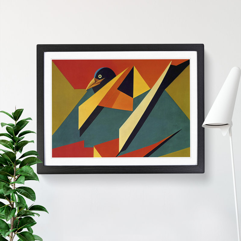 Abstract Eagle Bird Vol.3 - Single Picture Frame Print, Black, 46cm H x 64cm W x 2cm D