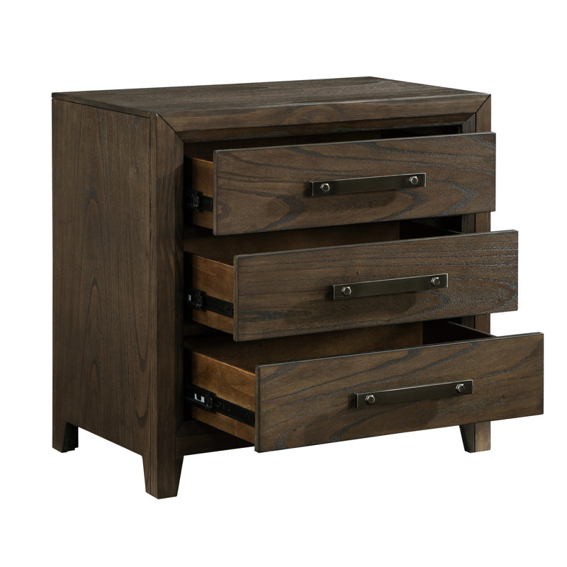 Table de chevet 3 en noyer foncé
