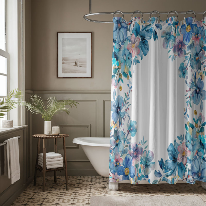 Rideau de douche 1 pièce à motifs floraux subtils, H 74 po x l 71 po