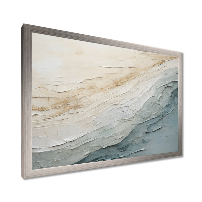 Cofsky - art mural minimaliste côtier, H 24 po x l 32 po, Impression encadrée, Argent