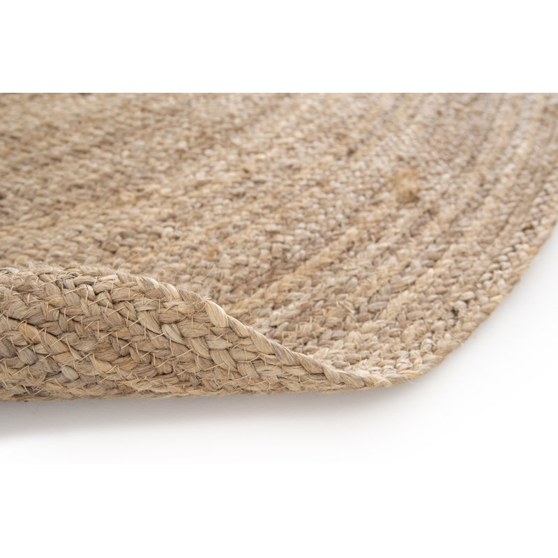 Stanley Hand Braided Jute Beige Rug, Round 90cm