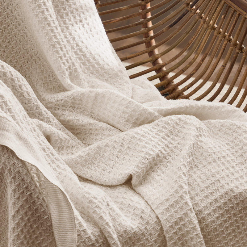 Jeté 100% coton 406 g / m² Literie respirant gaufré GentleSoft ™, Très grand simple, Beige