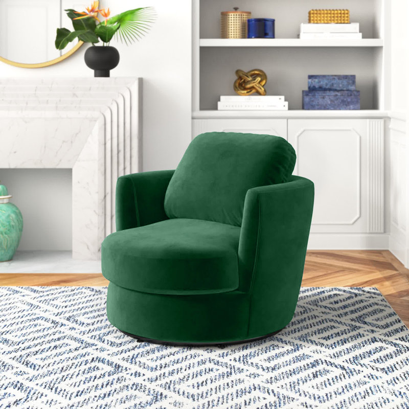 Fauteuil pivotant en velours Pirouette Performance, Émeraude