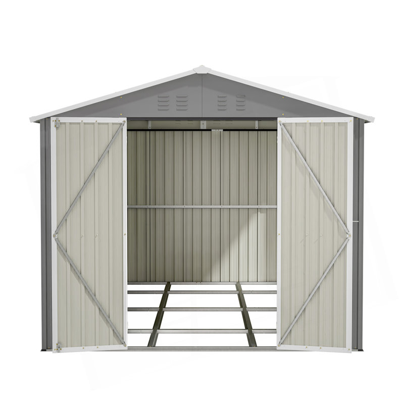 8 x 12 FT Large Metal Storage Shed with Aluminium Frame and Lockable Doors for Backyard, Garden, Patio and Lawn