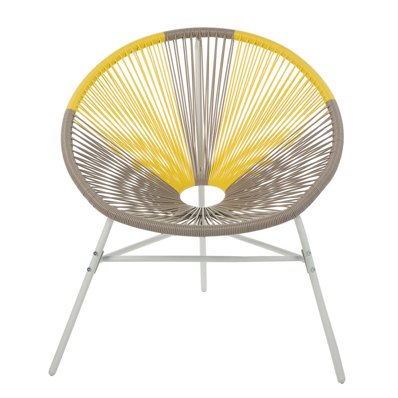 Broseley Wicker Outdoor Lounge Chair, White/Yellow