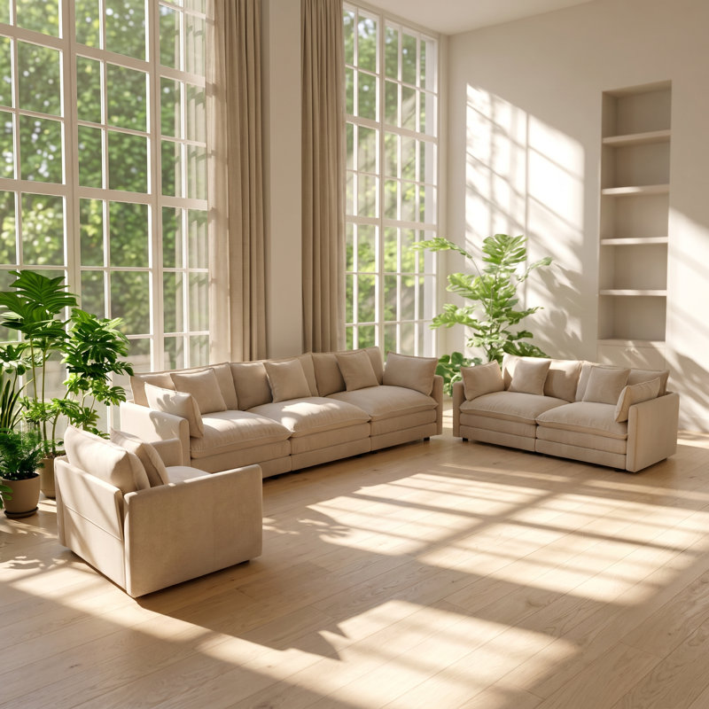 Ensemble de canapé modulaire 6 places en chenille l 230,9 po x P 34,2 po x H 33 po Avery
